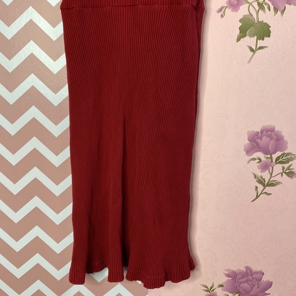 🌷 Realizing Dreams 🌷 Wine Red Ribbed Stretchy Dress - Picture 7 of 7